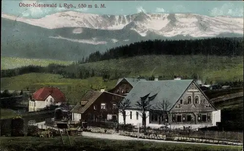 Ak Piechowice Ober Kiesewald Riesengebirge Schlesien, Panorama, Wohnhaus