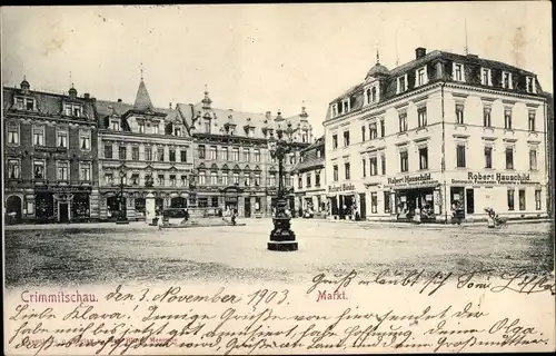 Ak Crimmitschau in Sachsen, Markt, Geschäftshaus Robert Hauschild