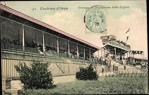 Ak Oran Algerien, Tribunes de l'Hippodrome Saint Eugene