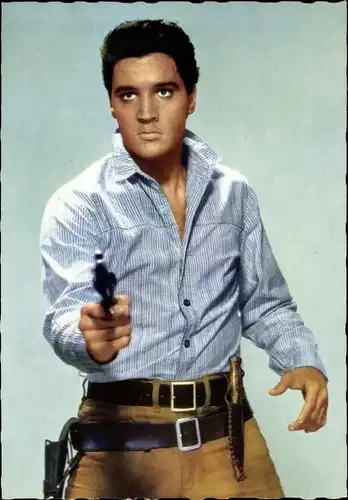 Ak Sänger und Schauspieler Elvis Presley, Portrait, Flammender Stern