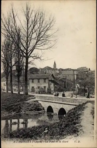 Ak Poussay, Lothringen, Vosges, Le Pont et la Gare, Brücke, Bahnhof