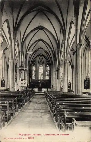 Ak Moussey Lothringen Vosges, L'Eglise, Kirche, Innenansicht