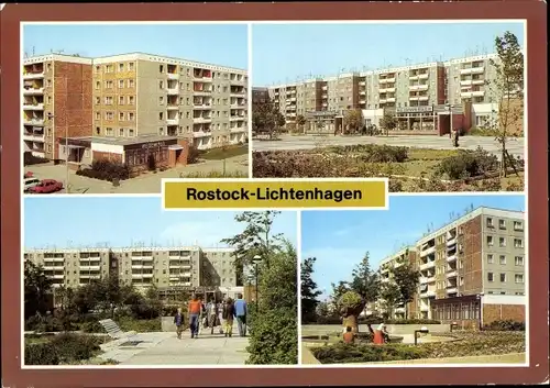 Ak Lichtenhagen Hansestadt Rostock, Gaststätte "Weidenkrug", Fußgängerboulevard, Am Bauernbrunnen