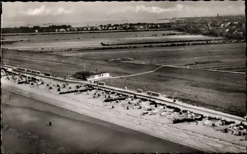 Ak Nordseebad Döse Cuxhaven, Strandgaststätte Fahrenbach, Fliegeraufnahme