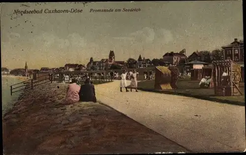 Ak Nordseebad Döse Cuxhaven, Promenade am Seedeich