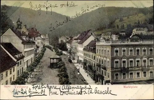 Ak Triberg im Schwarzwald, Partie am Marktplatz, Hotel Post, Hotel Engel