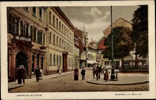 Ak Kaiserslautern in der Pfalz, Stadthaus mit Brunnen