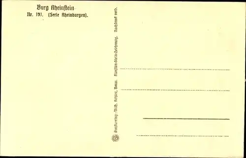 Steindruck Ak Trechtingshausen am Rhein, Burg Rheinstein