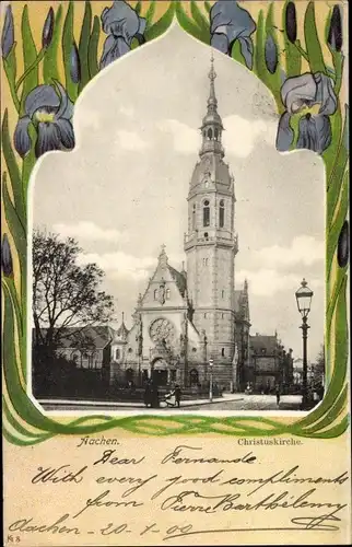 Passepartout Ak Aachen Westfalen, Straßenpartie an der Christuskirche