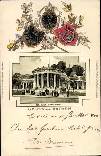 Wappen Passepartout Litho Aachen in Nordrhein Westfalen, Elisenbrunnen