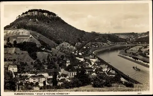 Ak Königstein an der Elbe Sächsische Schweiz, Stadt und Festung