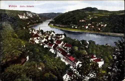 Ak Wehlen an der Elbe Sachsen, Ort mit Umgebung