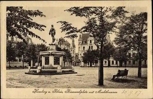 Ak Alt Homberg Duisburg Nordrhein Westfalen, Bismarckplatz mit Marktbrunnen