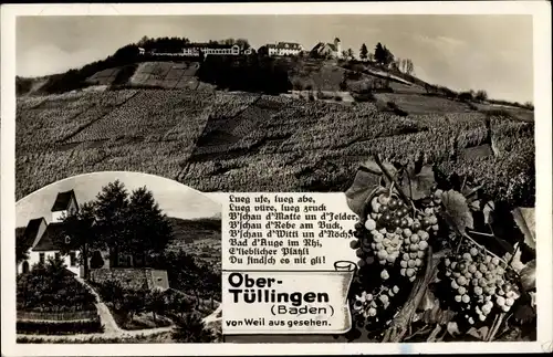 Ak Ober Tüllingen Lörrach in Baden, Blick von Weil aus, Weintrauben