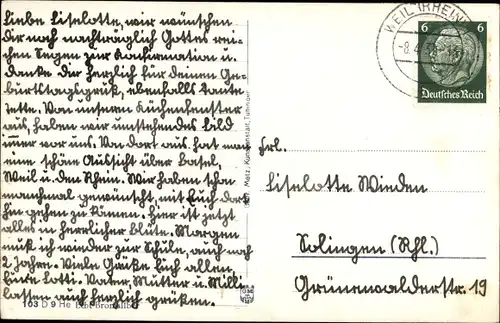 Ak Ober Tüllingen Lörrach in Baden, Blick von Weil aus, Weintrauben