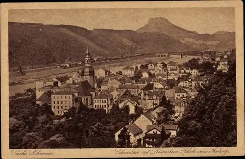 Ak Bad Schandau Sächsische Schweiz, Ort mit Lilienstein, Blick vom Aufzug