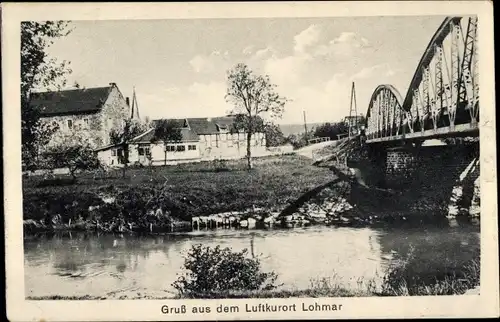 Ak Lohmar in Nordrhein Westfalen, Blick von der Brücke aus, Fachwerkhaus