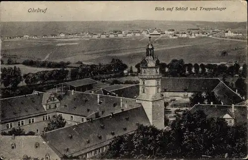 Ak Ohrdruf in Thüringen, Blick auf Schloss und Truppenlager