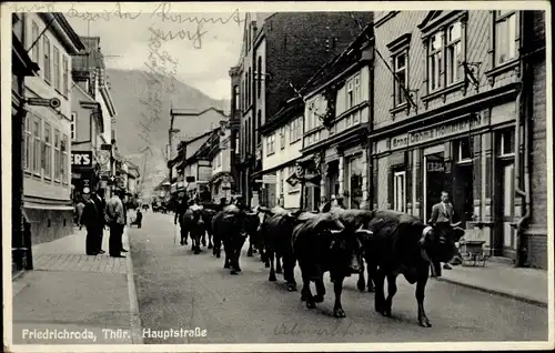 Ak Friedrichroda im Thüringer Wald, Hauptstraße, Kuhtrieb, Ernst Oehms