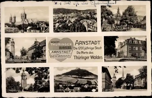 Ak Arnstadt in Thüringen, Liebfrauenkirche, Rathaus, Marktplatz, Schloss, Kaiserturm