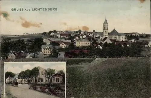 Ak Lichtenberg im Erzgebirge, Totalansicht der Stadt mit Gasthaus