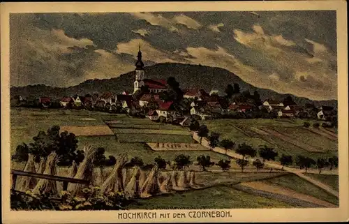 Ak Hochkirch in Sachsen, Panorama vom Ort mit dem Czorneboh