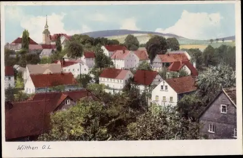 Ak Wilthen im Kreis Bautzen Sachsen, Teilansicht der Ortschaft, Kirchturm