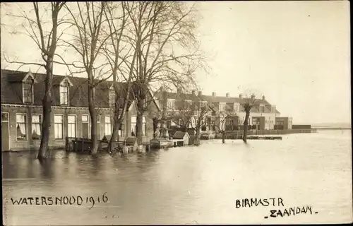 Foto Ak Zaandam Zaanstad Nordholland, Watersnood 1916, Birmastr, Hochwasser