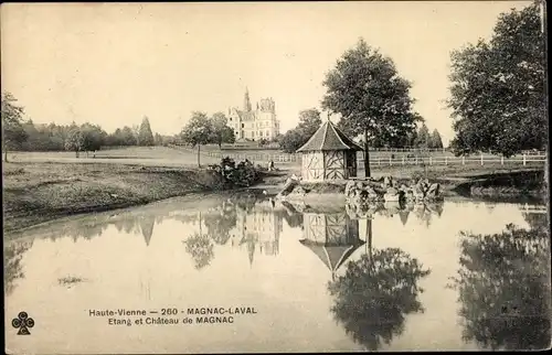 Ak Magnac Laval Haute Vienne, Etang et Château de Magnac