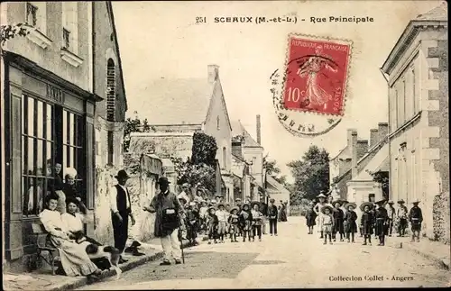 Ak Sceaux Maine et Loire, Rue Principale