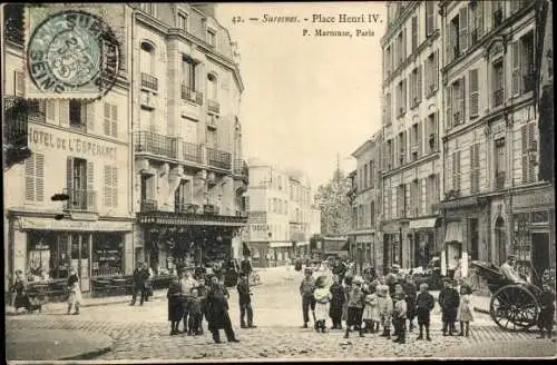 Ak Suresnes Hauts de Seine, Place Henri IV, Hotel de l'Esperance