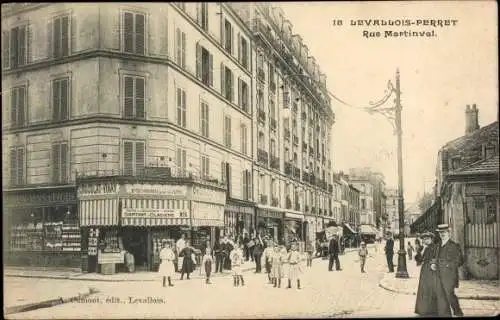 Ak Levallois Perret Hauts de Seine, Rue Martinval, Geschäfte