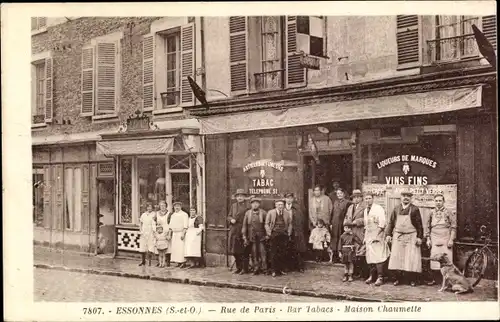 Ak Essonnes Essonne, Rue de Paris, Bar Tabacs, Maison Chaumette