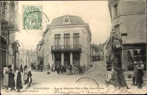 Ak Tonnerre Yonne, Rue de Hotel-de-Ville, Rue Jean-Garnier