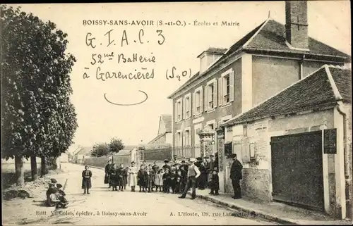 Ak Boissy sans Avoir Yvelines, Ecoles et Mairie, Schule, Gruppenbild