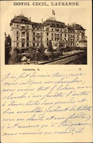 Ak Lausanne Kanton Waadt, Hotel Cecil
