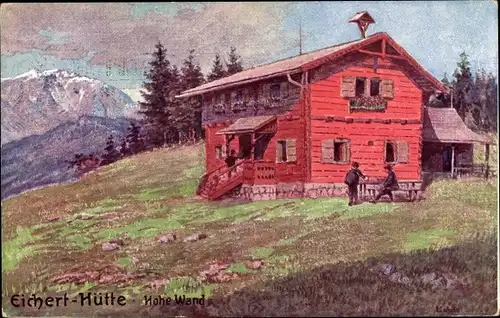 Künstler Ak Oberhöflein Niederösterreich, Eichert Hütte, Hohe Wand