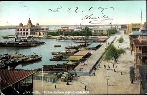 Ak Port Said Ägypten, Entree du Canal et Bureaux de la Cie