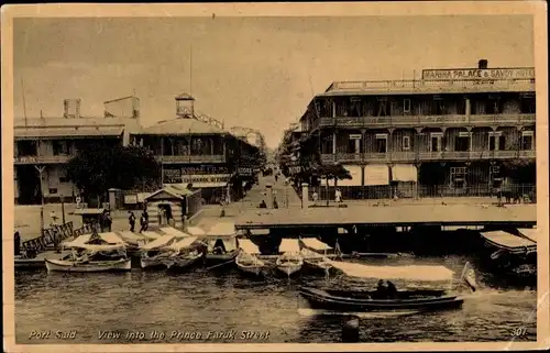 Ak Port Said Ägypten, View into the Prince Faruk Street