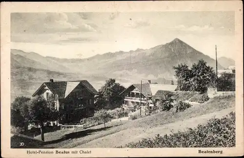 Ak Beatenberg Kt Bern Schweiz, Hotel Pension Beatus mit Chalet,