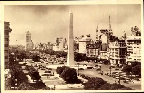 Ak Buenos Aires Argentinien, 9 de Julio Av. with Obelisk