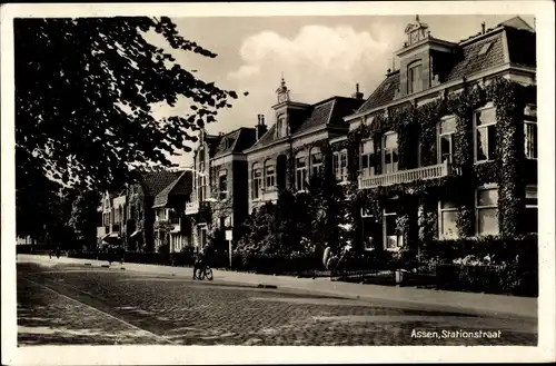 Ak Assen Drenthe Niederlande, Stationstraat