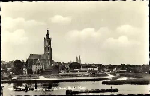 Ak Roermond Limburg Niederlande, Uitmonding van de Roer de Maas, Mündung, Kirche