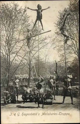 Ak J. & G. Hagenbeck's Malabares Truppe, indische Akrobaten