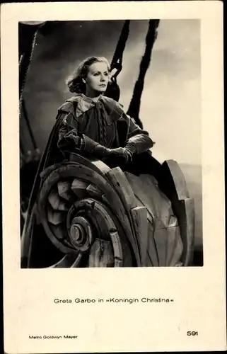 Ak Schauspielerin Greta Garbo, Filmszene, Koningin Christina, Portrait