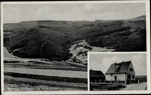 Ak Presberg Rüdesheim am Rhein, Partie im Groloch, Pension Haus Grolochblick