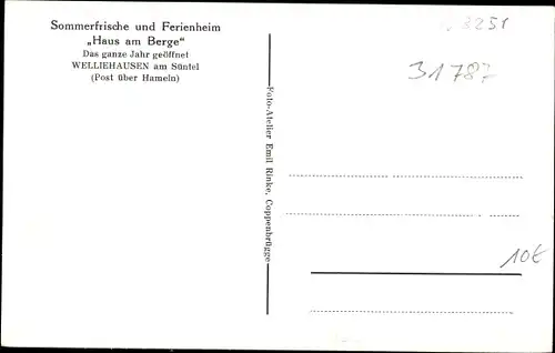 Ak Welliehausen Hameln in Niedersachsen, Ferienheim Haus am Berge, Winter