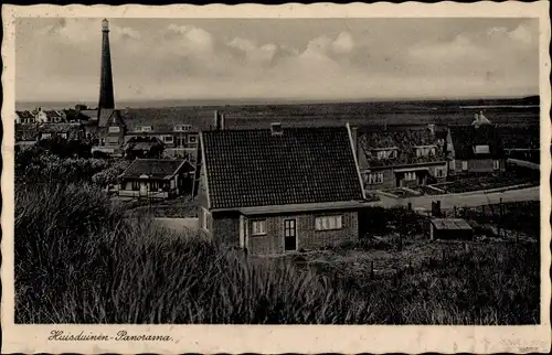 Ak Huisduinen Den Helder Nordholland Niederlande, Panorama der Ortschaft, Leuchtturm