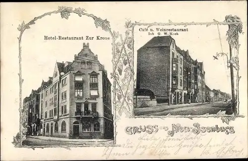 Ak Neu Isenburg in Hessen, Cafe und Weinrestaurant, Hotel Zur Krone