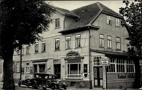 Ak Hasselfelde Oberharz am Brocken, Konditorei und Kaffeehaus, Auto